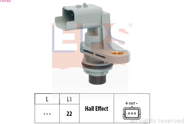 EPS 1.953.822 - CZUJNIK PRĘDKOŚCI OBROTOWEJ PEUGEOT 2008 1.2-1.4HDI 13-