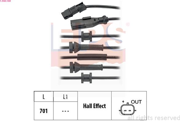 EPS 1.960.169 - CZUJNIK ABS RENAULT T. LAGUNA 08-