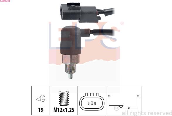 EPS 1.860.211 - WŁĄCZNIK ŚWIATEŁ COFANIA HYUNDAI