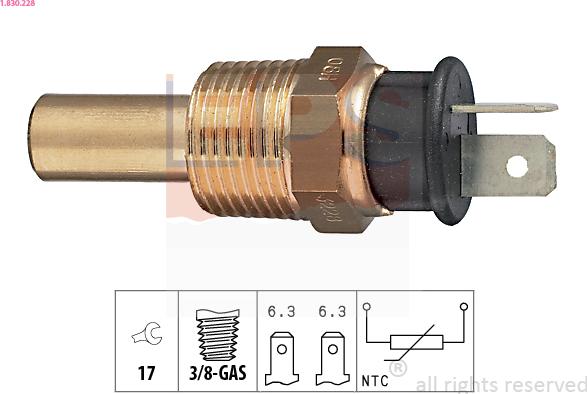 EPS 1.830.228 - CZUJNIK TEMP. PŁYNU CHŁODZĄCEGO HYUNDAI PONY 1.5 90-