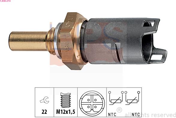 EPS 1.830.274 - CZUJNIK TEMP. PŁYNU CHŁODZĄCEGO BMW E36-E39