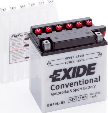 Exide EB10L-B2 - Akumulator rozruchowy dostarczający prąd rozruchowy i zasilanie pokładowe podczas rozruchu (SLI)