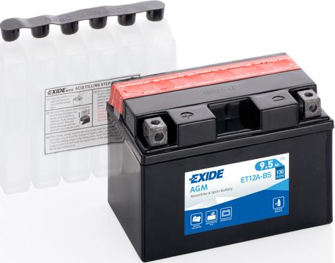 Exide ET12A-BS - Akumulator rozruchowy dostarczający prąd rozruchowy i zasilanie pokładowe podczas rozruchu (SLI)