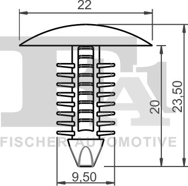 FA1 33-10018.25 - SPINKA TAPICERKI. ZAŚLEPKA MOCUJĄCA ALFA ROMEO. FIAT. PEUGEOT
