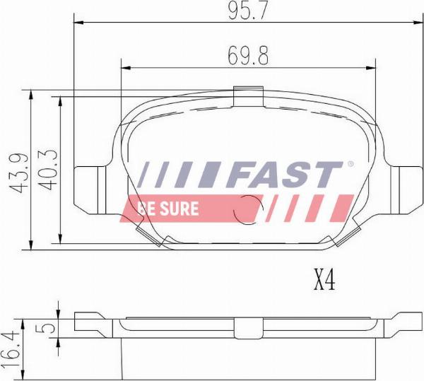 Fast FT29104 - Zestaw klocków hamulcowych, hamulce tarczowe