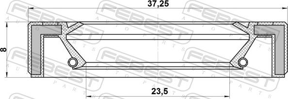 Febest 95GAY-25370808R - PIERSCIEN USZCZELNIAJACY YARIS 1.4 00-03