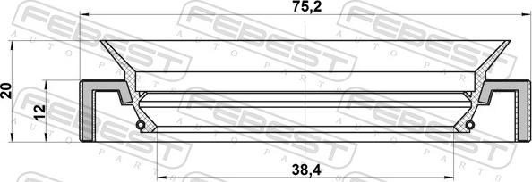 Febest 95HAS-40751220L - USZCZELNIACZ 40X75X11X20.3 W.DYF.