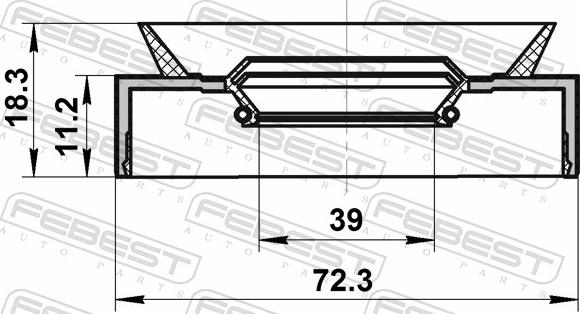 Febest 95PAY-40721118X - USZCZELNIACZ 40X72X11X18.5 DYF.-P