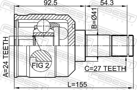Febest 0411-EA - PRZEGUB WEWNĘTRZNY MITSUBISHI