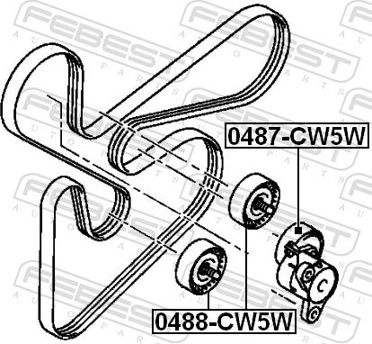Febest 0488-CW5W - ROLKA KIER. CHRYSLER VOYAGER 2.5 CRD