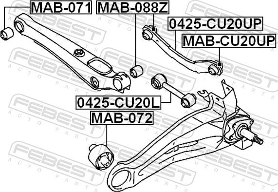 Febest MAB-072 - TULEJA WAHACZA -T-LANCER.OUTLANDER 03-