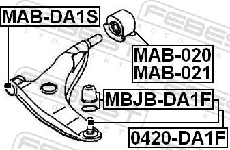 Febest MAB-DA1S - TULEJA WAHACZA -P-VOLVO S40.V40 95-03