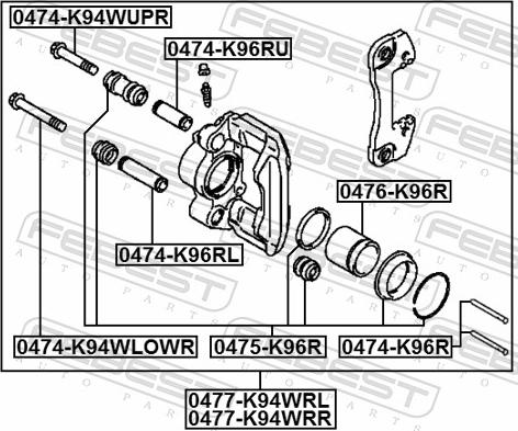 Febest 0474-K96RL - TULEJA PROW. ZACISKU HAM. MITSUBISHI