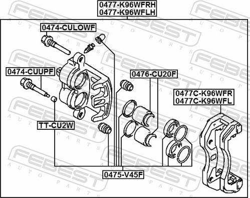 Febest 0475-V45F - HAM. ZESTAW NAPR. ZACISKU -P- MITSUBISHI