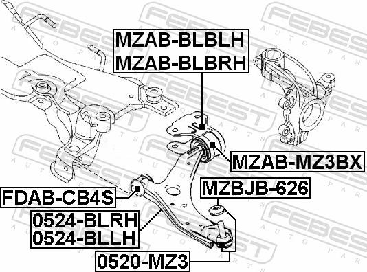 Febest 0524-BLLH - WAHACZ -P-MAZDA 3 09- -L-