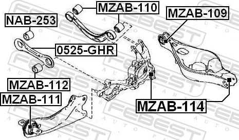 Febest MZAB-111 - TULEJA WAHACZA -T-MAZDA 6 07-    -PRZOD-
