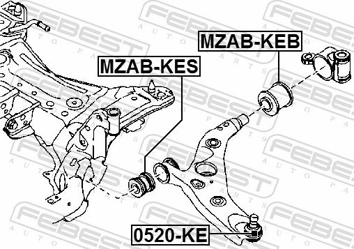 Febest MZAB-KEB - TULEJA WAHACZA-P-MAZDA CX-5 11-17-WKLAD-