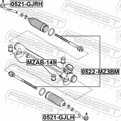 Febest MZAB-149 - TULEJA PRZEKŁADNI KIER. MAZDA