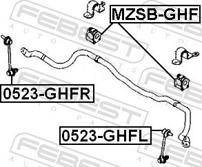 Febest MZSB-GHF - GUMA STABIL.-P-MAZDA 6 07-09