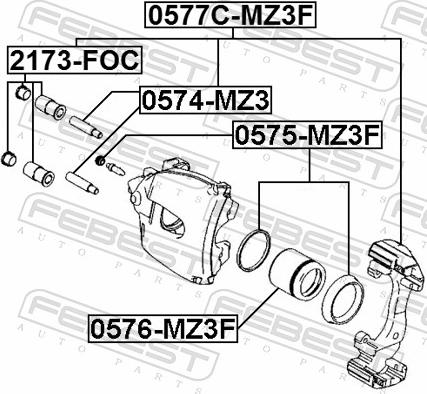 Febest 0575-MZ3F - HAM.ZACISK REPERAT AUDI A3 2.0FSI 03-