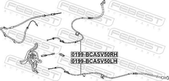 Febest 0199-BCASV50LH - LINKA HAMULCA RĘCZNEGO