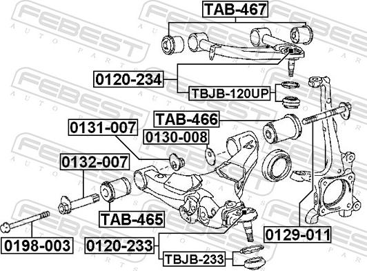 Febest 0198-003 - ŚRUBA WAHACZA TOYOTA LAND CRUISER