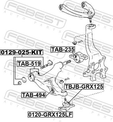 Febest TAB-519 - TULEJA WAHACZA -P- ZESTAW TOYOTA