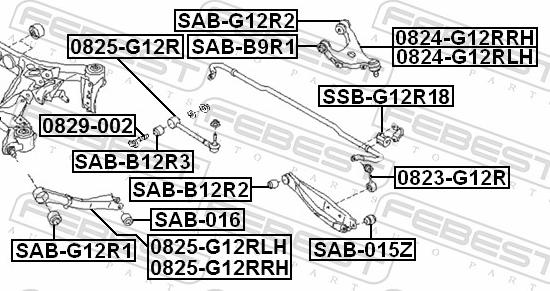 Febest 0825-G12R - DRAZEK -T- POPRZ. SUBARU