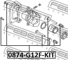 Febest 0874-G12F-KIT - ZESTAW TULEI ZACISKU HAM. -P- NISSAN