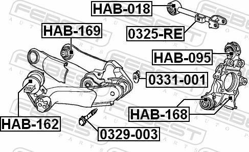 Febest HAB-168 - TULEJA ZWROTNICY TYLNEJ OSI HONDA