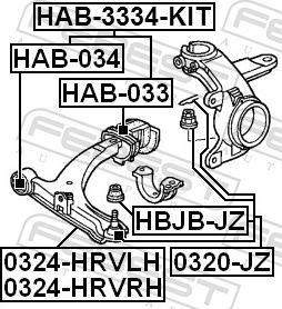 Febest HAB-033 - TULEJA WAHACZA -P-HONDA HR-V 99- -PRZOD-