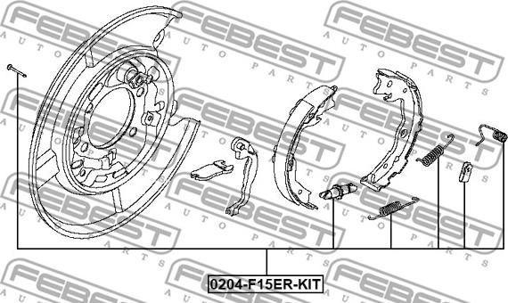 Febest 0204-F15ER-KIT - ZESTAW INSTAL.SZCZEK HAM.X-TRAIL  07-13