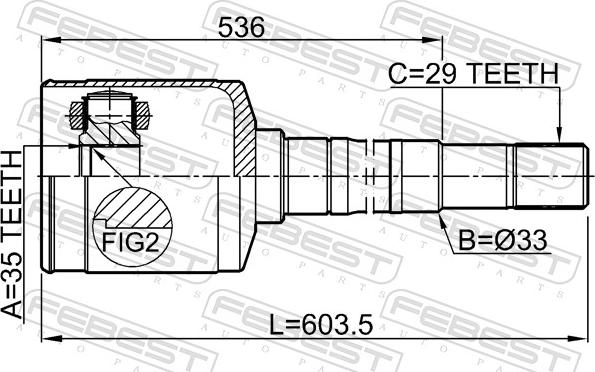 Febest 0211-QR25MTRH - PRZEGUB ZEWN.KOLEOS 2.5 08-