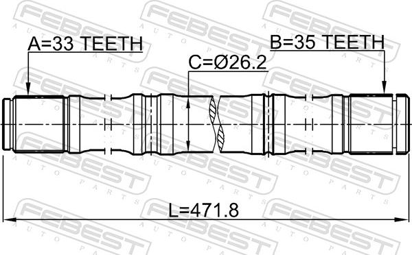 Febest 0212-MR20CVT2WD - PÓŁOŚ NAPĘDOWA LEWA