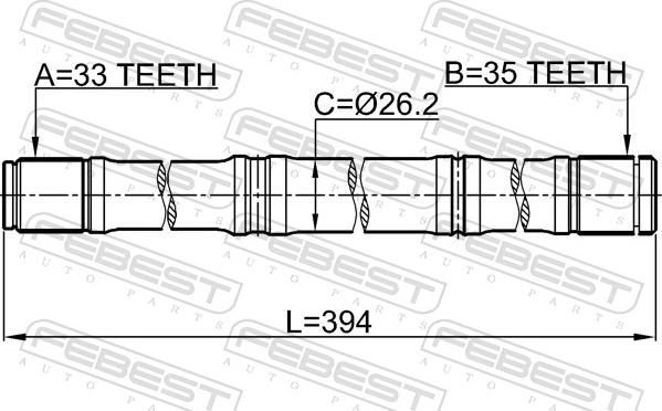 Febest 0212-MR20MT4WDLH - PÓŁOŚ NAPĘDOWA