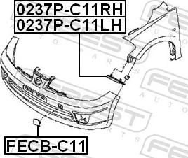 Febest 0237P-C11RH - UCHWYT MOCOW. ZDERZAKA -P- PRAWY NISSAN