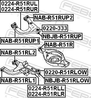 Febest 0220-R51RLOW - SWORZEN WAHACZA TYLNEGO DOLNEGO NISSAN