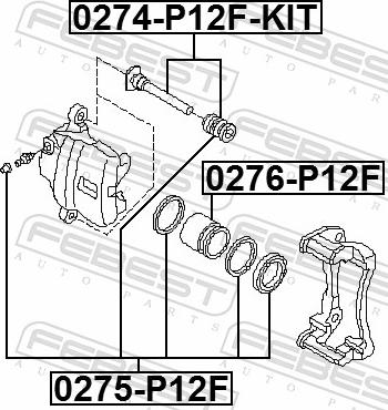 Febest 0274-P12F-KIT - ZESTAW NAPR.PROW.ZACISKU CHEROKEE 2.8