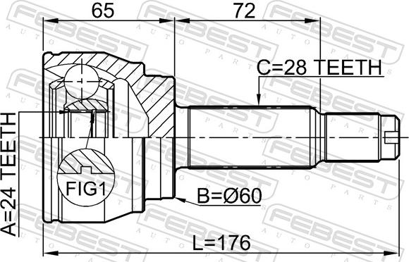 Febest 1410-REXIIAWD - PRZEGUB ZEWN.-P-REXTON-REXTON II 2.7 08-