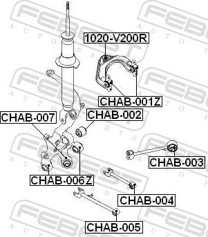 Febest CHAB-002 - TULEJA AMORT.-T-EPICA.EVANDA 05-   -DOL-