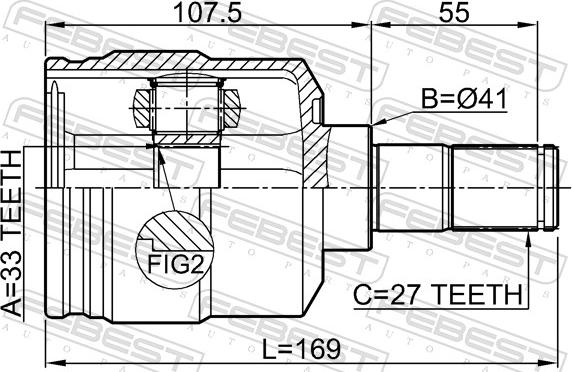 Febest 1211-TUC27LH - PRZEGUB WEW.-P-TUCSON 2.0 04-10-L