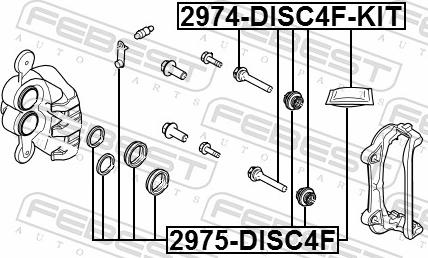 Febest 2974-DISC4F-KIT - ZESTAW NAPR.PORW.ZACISKU A3 1.4 12-14