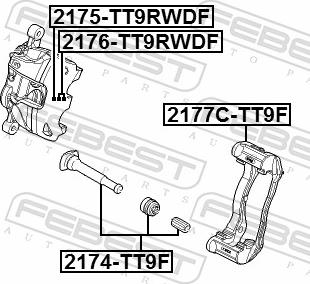 Febest 2174-TT9F - ZESTAW PROWADNIC ZACISKU HAMULCOWEGO PRZÓD