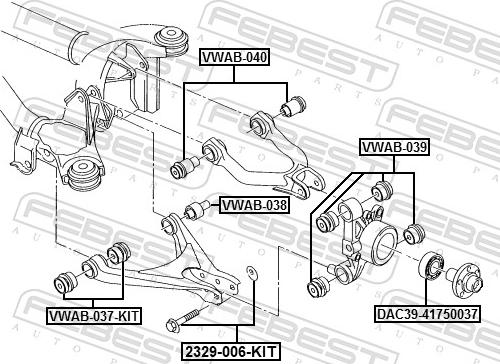 Febest VWAB-037-KIT - TULEJA WAHACZA -T-AUDI A6 97-05 -ZESTAW-