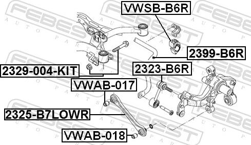 Febest 2323-B6R - LACZNIK STABIL.-T-AUDI A3.GOLF V 03--LP