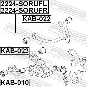 Febest 2224-SORUFR - WAHACZ PRZEDNI GÓRNY PRAWY HYUNDAI KIA