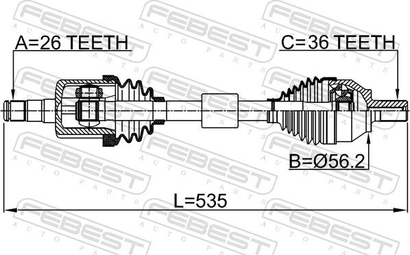 Febest 2714-S40LH - PÓŁOŚ NAPĘDOWA