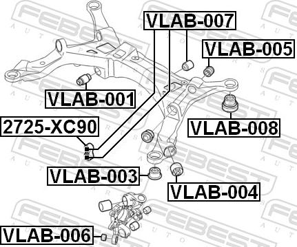 Febest VLAB-006 - TULEJA WAHACZA -T-VOLVO S60 00- -LP-