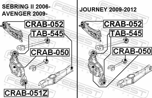 Febest CRAB-050 - TULEJA PIASTY -T-JOURNEY 2.0 08- -DOL-