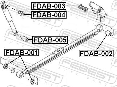 Febest FDAB-005 - TULEJA AMORT. -T- FORD